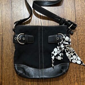 Coach Black Crossbody Shoulder Bag with Accent Scarf